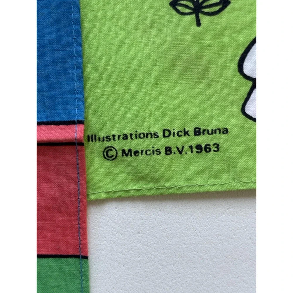 Vintage 1963 MIFFY DICK BRUNA Napkins Handkerchiefs, set of 2 Japanese Cotton